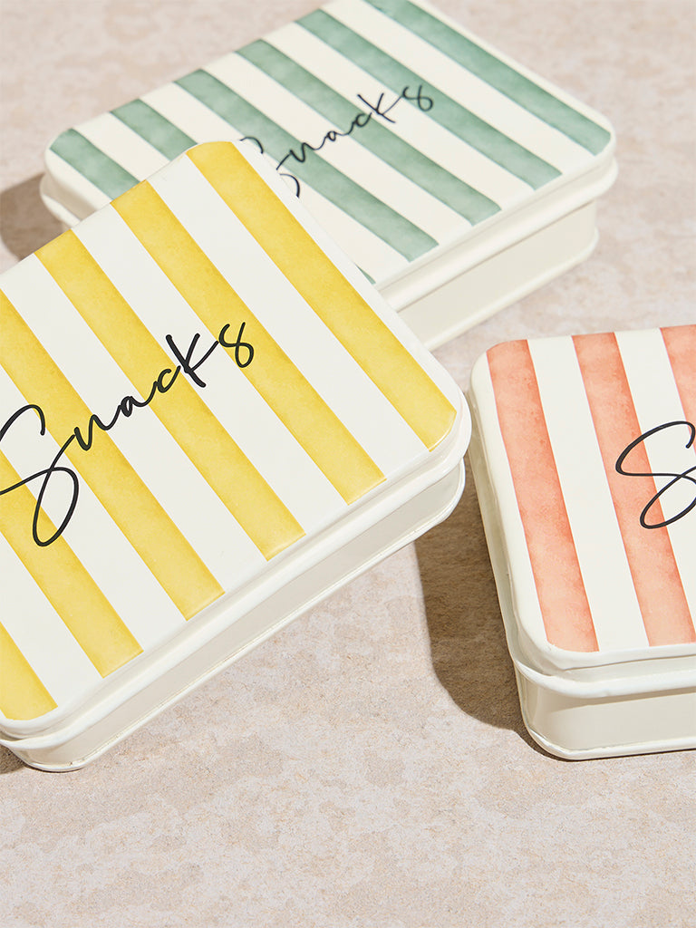 Westside Home Multicolour Stripe Printed Snacks Box (Set of 3) - Image 3