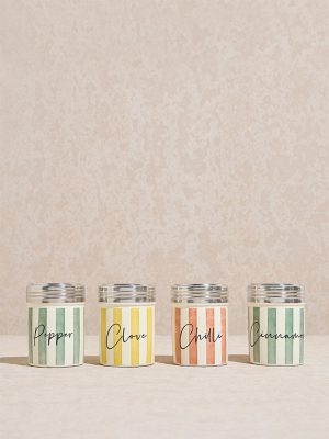 Westside Home Multicolour Stripe Printed Spice Canisters (Set of 4)