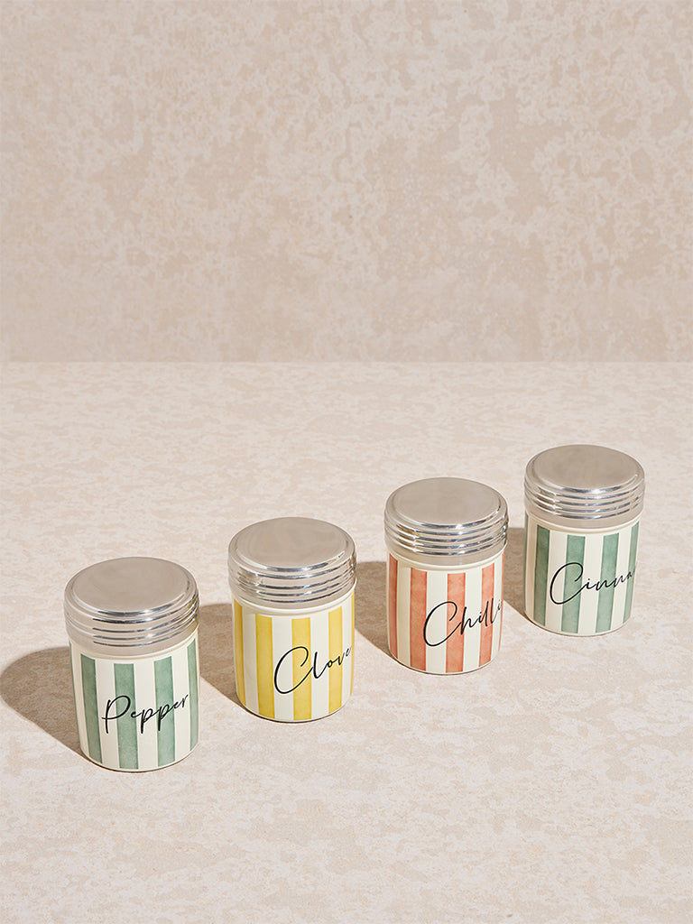 Westside Home Multicolour Stripe Printed Spice Canisters (Set of 4) - Image 2