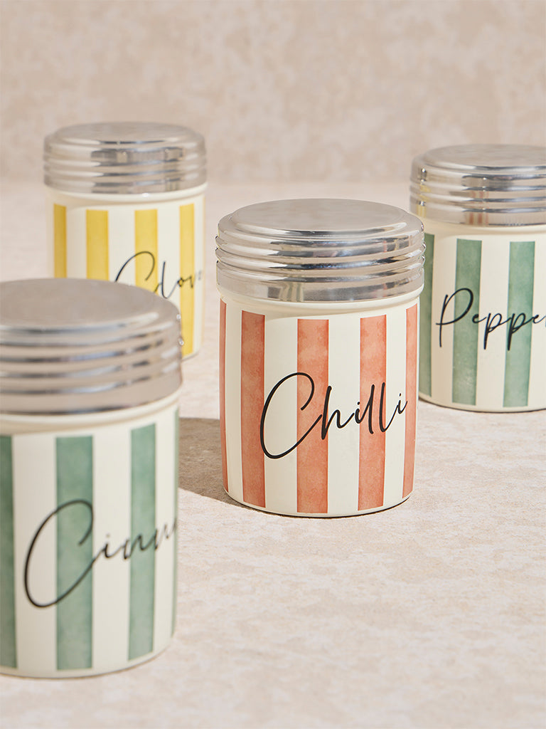 Westside Home Multicolour Stripe Printed Spice Canisters (Set of 4) - Image 3