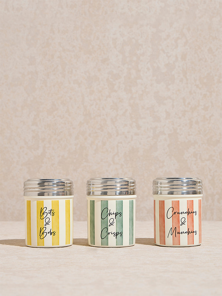 Westside Home Multicolour Stripe Printed Munchies Jar (Set of 3)