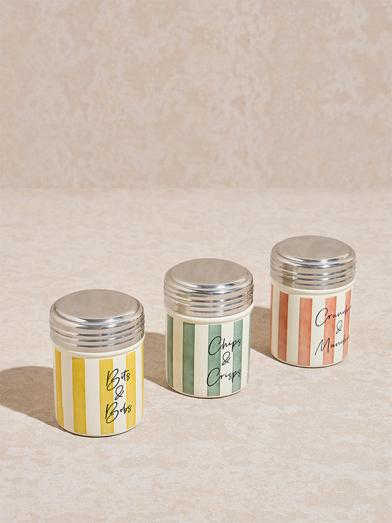 Westside Home Multicolour Stripe Printed Munchies Jar (Set of 3) - Image 2