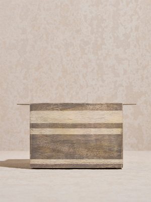 Westside Home Brown Stripe Printed Wooden Cutlery Caddy