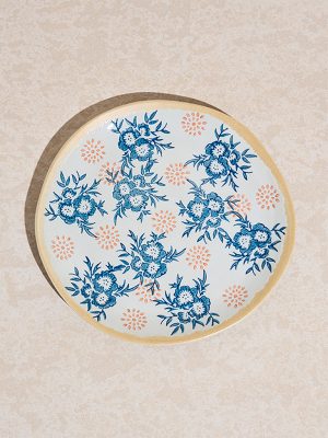 Westside Home Blue Floral Design Dinner Plate