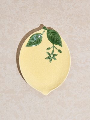 Westside Home Yellow Lemon-Shaped Platter