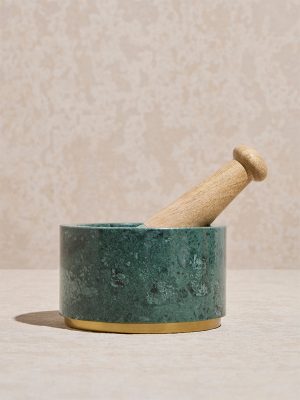 Westside Home Green Marble Mortar and Pestle