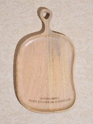 Westside Home Beige Text Design Wooden Serving Platter