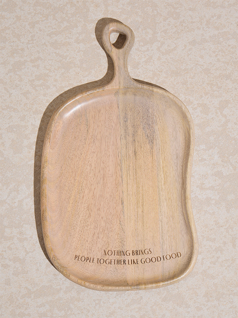 Westside Home Beige Text Design Wooden Serving Platter