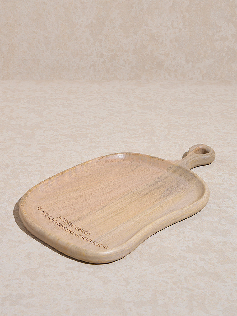 Westside Home Beige Text Design Wooden Serving Platter - Image 2