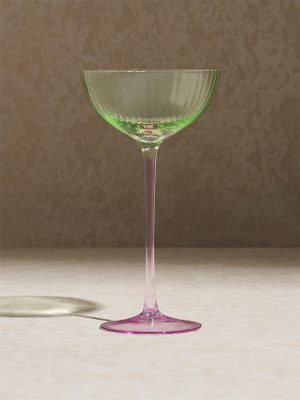 Westside Home Pink and Green Ribbed Textured Wine Glass