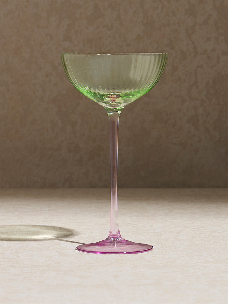 Westside Home Pink and Green Ribbed Textured Wine Glass
