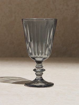 Westside Home Grey Ribbed-Textured Wine Glass