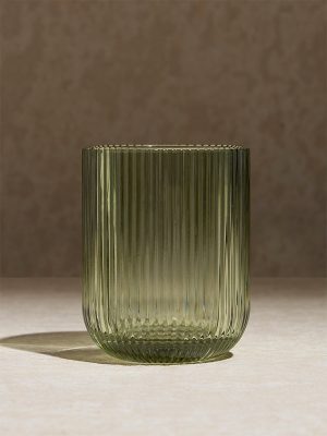 Westside Home Green Ribbed Textured Water Glass