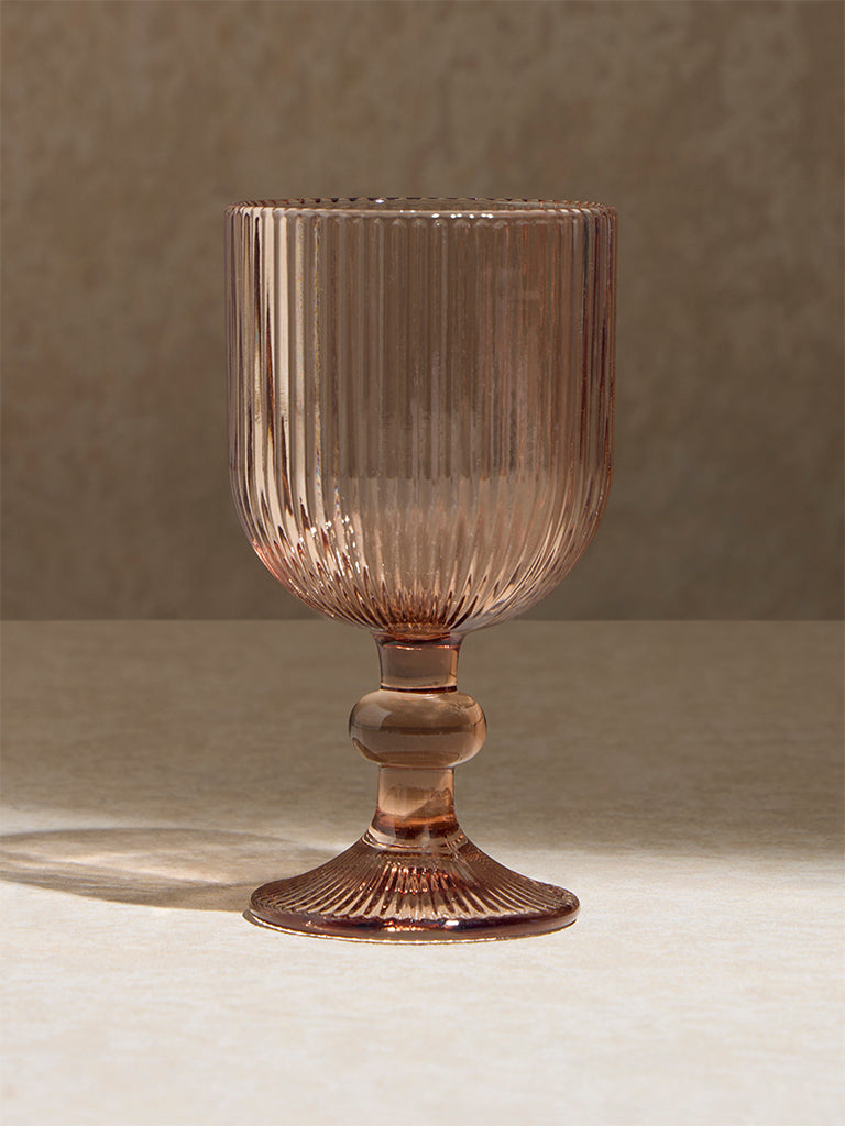 Westside Home Pink Ribbed Textured Wine Glass
