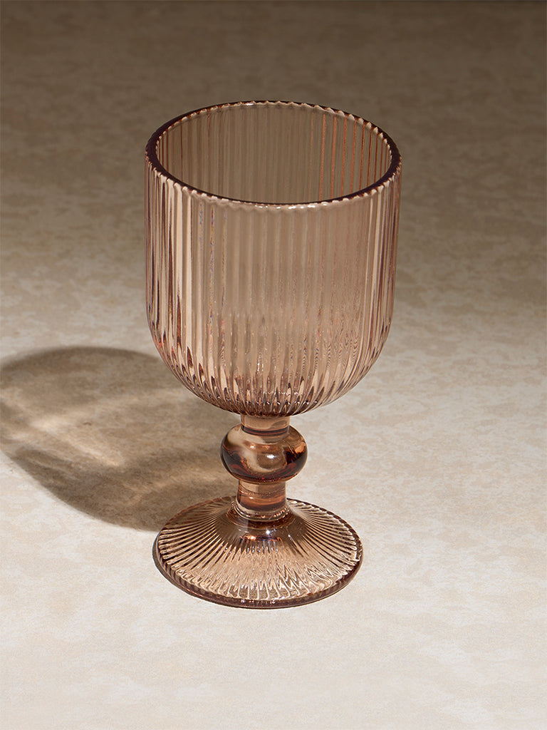 Westside Home Pink Ribbed Textured Wine Glass - Image 2