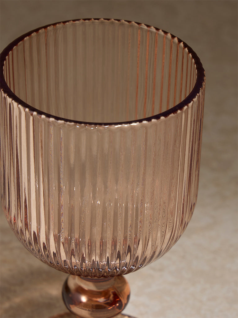 Westside Home Pink Ribbed Textured Wine Glass - Image 3