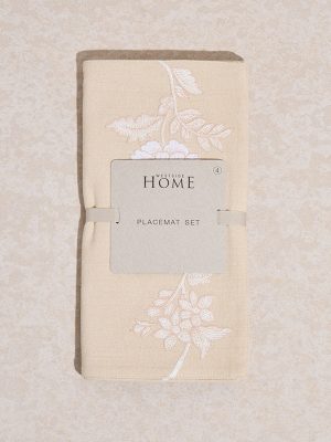 Westside Home Beige Floral Embroidered Placemats (Set of 4)