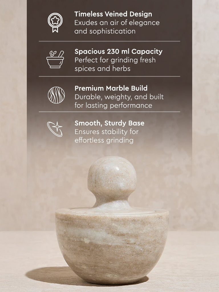 Westside Home Beige Marble Mortar and Pestle - Image 4