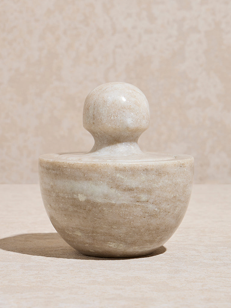 Westside Home Beige Marble Mortar and Pestle