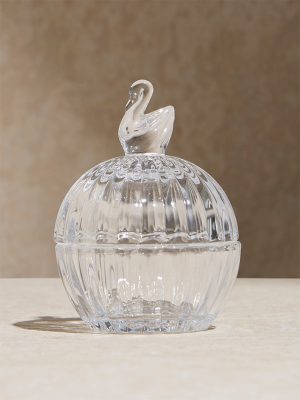 Westside Home Clear Swan Glass Trinket Box