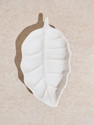 Westside Home White Leaf-Shaped Serving Platter