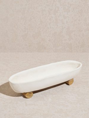 Westside Home White Paper Mache Serving Platter