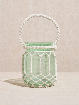 Westside Home Green Macrame Candle Stand