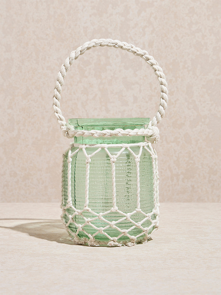 Westside Home Green Macrame Candle Stand