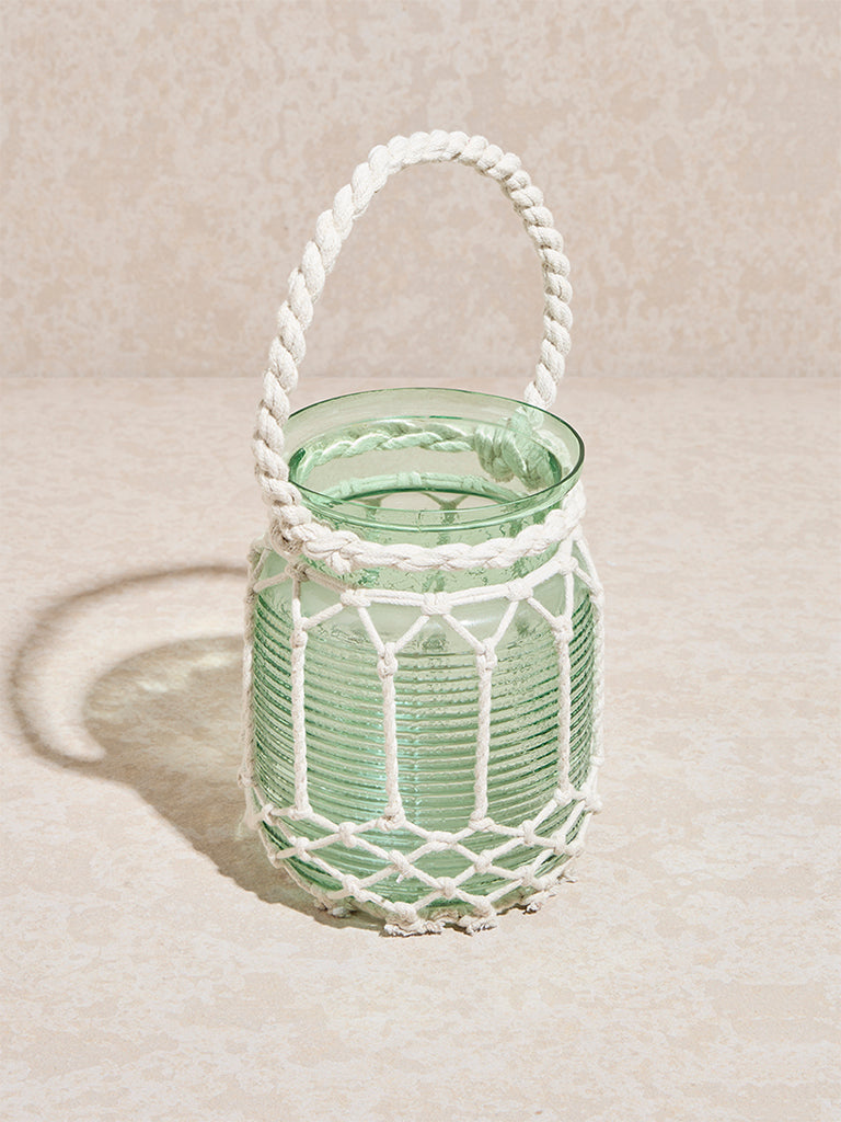 Westside Home Green Macrame Candle Stand - Image 2