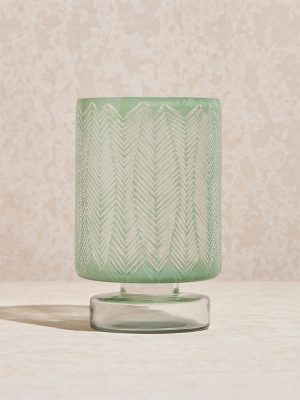 Westside Home Green Etched Glass Candle Stand
