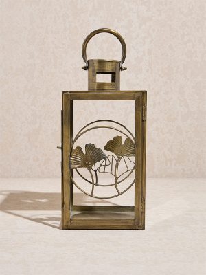 Westside Home Gold Ginkgo Metal Lantern