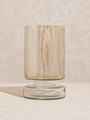 Westside Home Gold Etched Glass Candle Stand