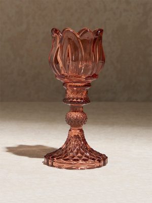 Westside Home Dark Pink Tulip Shaped Votive Candle Holder