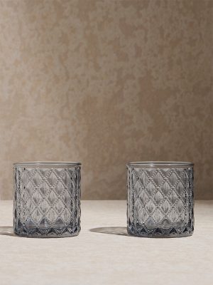 Westside Home Charcoal Glass Votive Candle Holder (Set of 2)