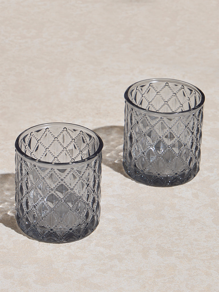 Westside Home Charcoal Glass Votive Candle Holder (Set of 2) - Image 2