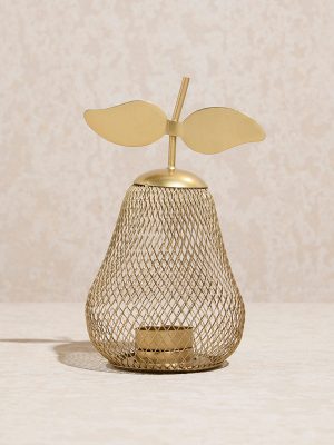 Westside Home Gold Pear-Shaped Tealight Candle Holder