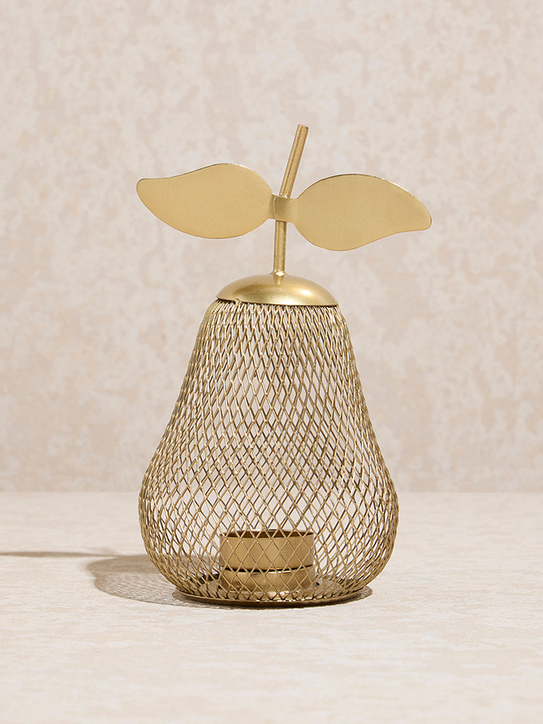 Westside Home Gold Pear-Shaped Tealight Candle Holder