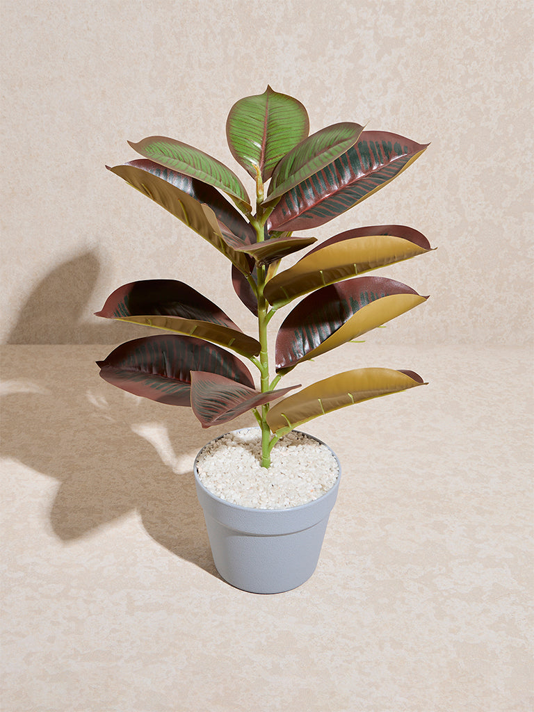 Westside Home Green and Pink Artificial Rubber Plant - Image 2