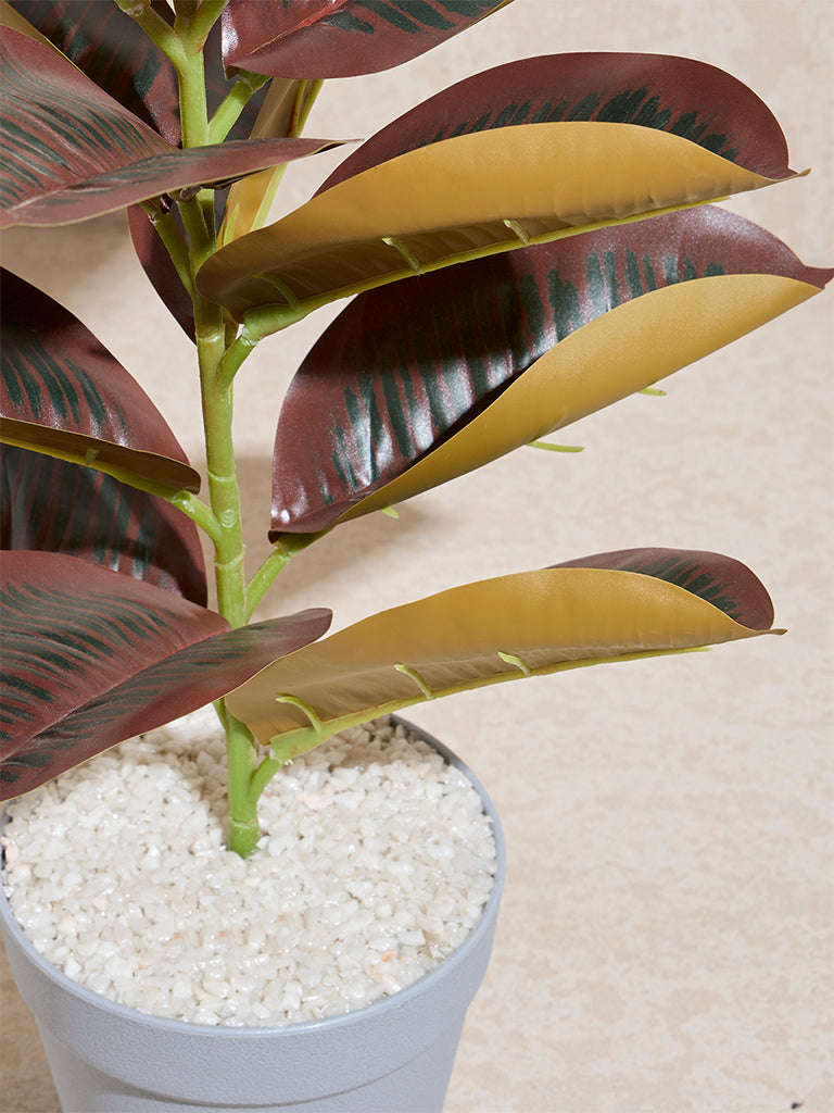 Westside Home Green and Pink Artificial Rubber Plant - Image 3