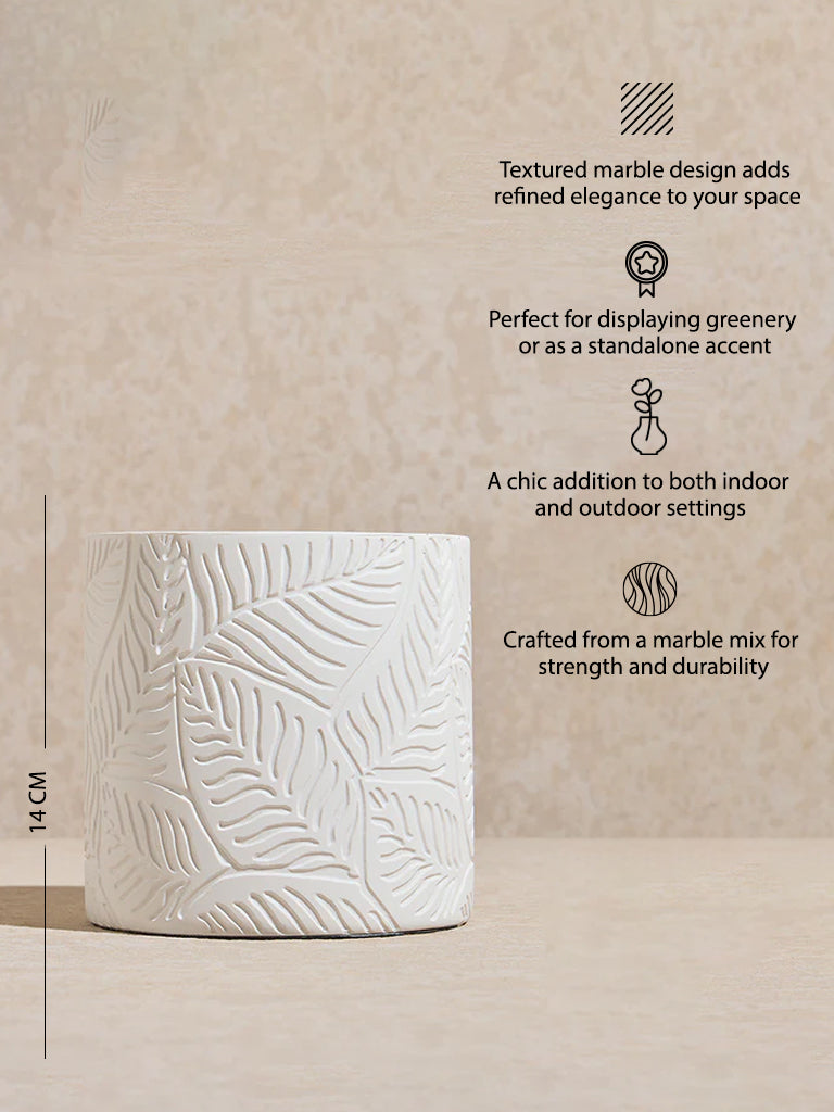 Westside Home White Textured Marble Planter - Image 4
