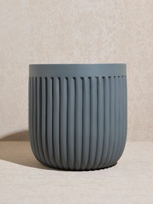 Westside Home Dark Grey Ribbed-Textured Planter- Large
