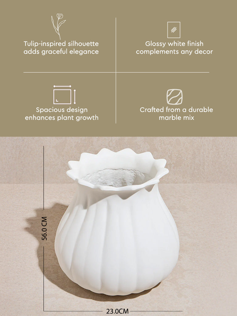 Westside Home White Tulip-Shaped Planter - Image 4