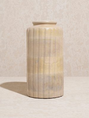 Westside Home Beige Textured Wooden Vase - Large