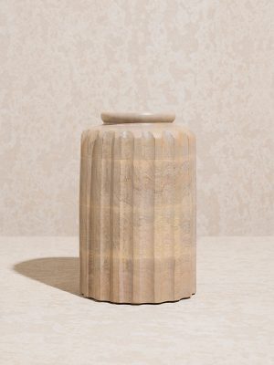 Westside Home Beige Textured Wooden Vase - Small