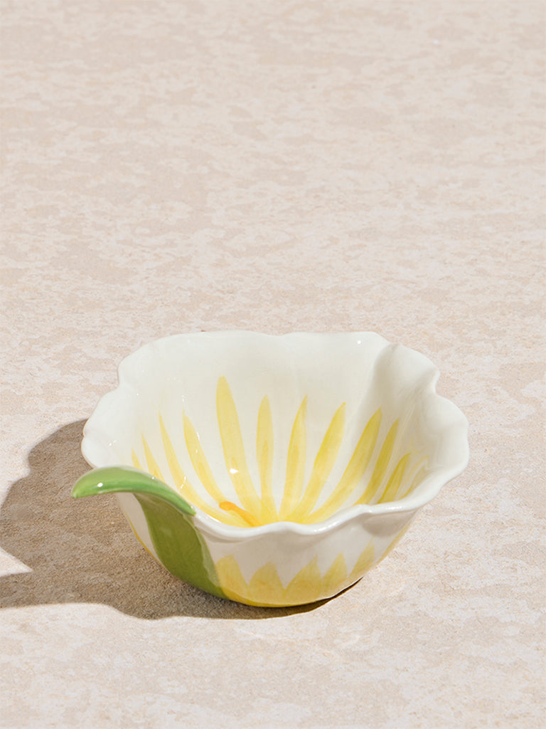 Westside Home Yellow Floral Hand Painted Bowl