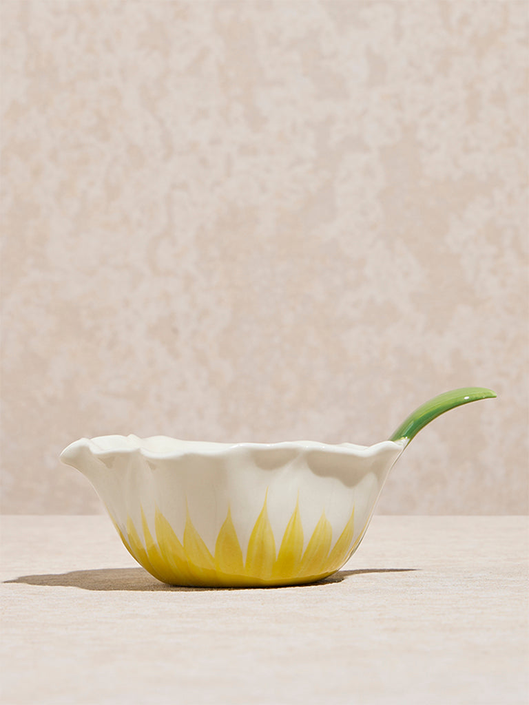 Westside Home Yellow Floral Hand Painted Bowl - Image 2