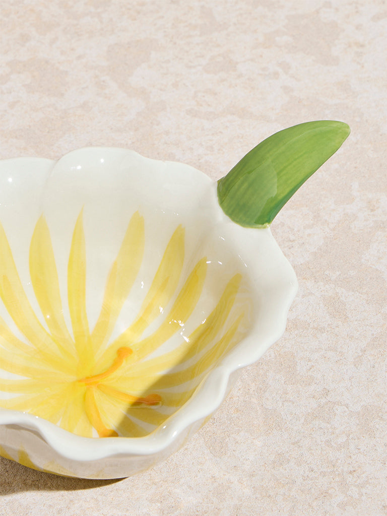 Westside Home Yellow Floral Hand Painted Bowl - Image 3