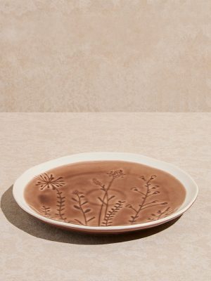 Westside Home Brown Foliage Design Dinner Plate