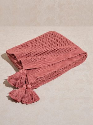 Westside Home Dusty Rose Knit-Textured Throw