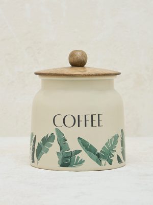 Westside Home Ivory Leaf Design Coffee Jar